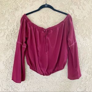 Mind Code Burgundy Off the Shoulder Top